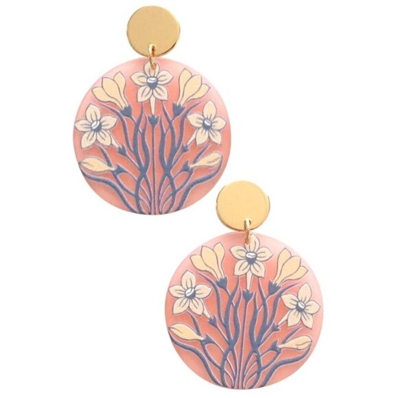 NATALIE ACRYLIC FLORAL DROP EARRINGS - Picture 1 of 1